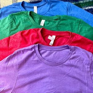 Lot of 4 Women’s Bella Canvas Solid Color Tees Size Small